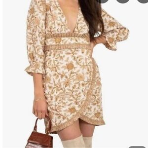Cleobella Floral Cream and Brown Dress